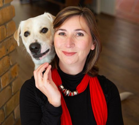 New CEO Michelle Robertson with dog Bowie